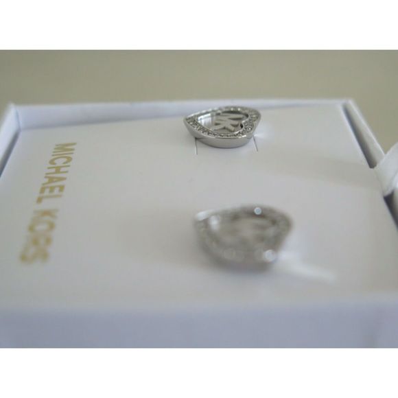 Michael Kors MKJX6260040 Silver Tone Pavé Crystals Monogram Earrings - Picture 9 of 9